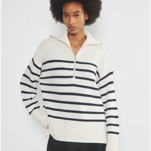 Aritzia Babaton Overseas Merino Wool Half-Zip Sweater S